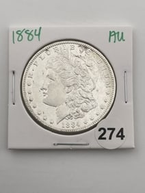 1884 AU Morgan Silver Dollar Coin