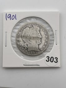 1901 Barber Half Dollar Coin