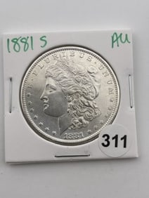 1881 S AU Morgan Silver Dollar Coin