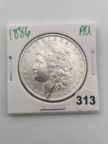 1886 AU Morgan Silver Dollar Coin