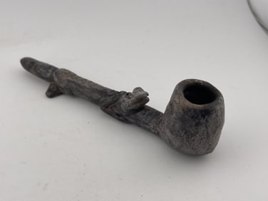 Lizard Effigy Pottery Pipe Indian Artifact Arrowhead