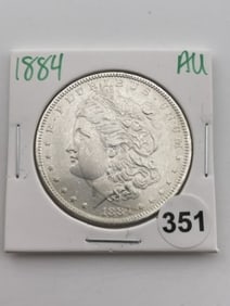 1884 AU Morgan Silver Dollar Coin