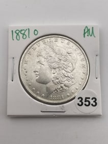 1881 O AU Morgan Silver Dollar Coin