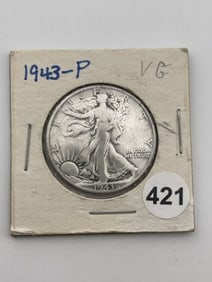 1943 Walking Liberty Half Dollar Silver Coin