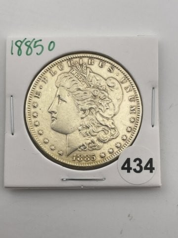 1885 O AU Morgan Silver Dollar Coin: All coins have been Sigma tested for authenticity. Please bid with confidence. KEY WORDS: INDIAN ARTIFACT ARTIFACTS ARROWHEAD ARROWHEADS NATIVE AMERICAN MISSISSIPPIAN QUAPAW CADDO POTTERY COINS MORGAN