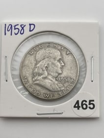 1958 D Franklin Half Dollar Silver Coin