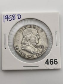 1958 D Franklin Half Dollar Silver Coin