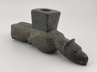 Bear Effigy Stone Pipe Indian Artifact Arrowhead