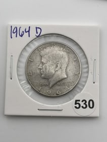 1964 D Kennedy Half Dollar Silver Coin