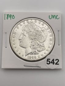 1890 UNC Morgan Silver Dollar Coin