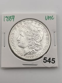 1889 UNC Morgan Silver Dollar Coin
