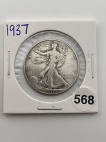 1937 Walking Liberty Half Dollar Silver Coin