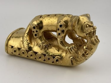 Cat Effigy Tumbaga Tairona Gold Figurine UNKNOWN MATERIAL