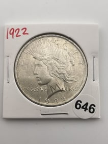1922 Peace Silver Dollar Coin