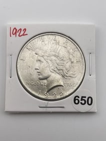 1922 Peace Silver Dollar Coin
