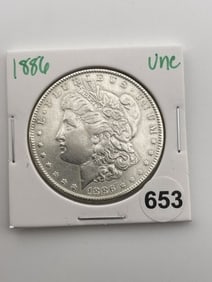 1886 UNC Morgan Silver Dollar Coin