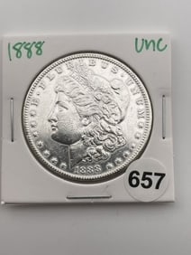 1888 UNC Morgan Silver Dollar Coin
