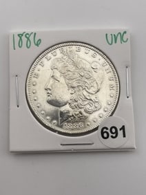 1886 UNC Morgan Silver Dollar Coin