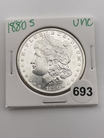 1880 S UNC Morgan Silver Dollar Coin
