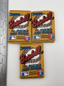 3 Unopened Wax Packs of 1987 Donruss Baseball