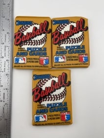 3 Unopened Wax Packs of 1987 Donruss Baseball