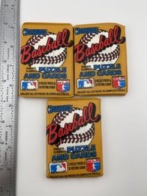 3 Unopened Wax Packs of 1987 Donruss Baseball