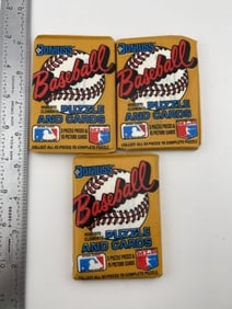 3 Unopened Wax Packs of 1987 Donruss Baseball