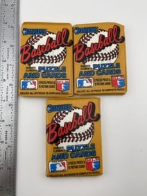3 Unopened Wax Packs of 1987 Donruss Baseball