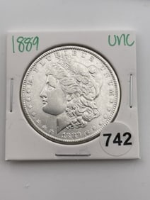 1889 UNC Morgan Silver Dollar Coin