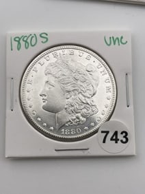 1880 S UNC Morgan Silver Dollar Coin