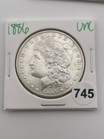 1886 UNC Morgan Silver Dollar Coin