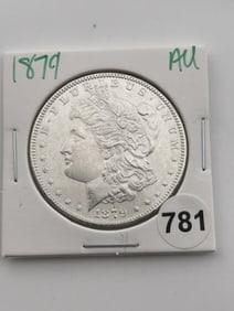 1879 AU Morgan Silver Dollar Coin