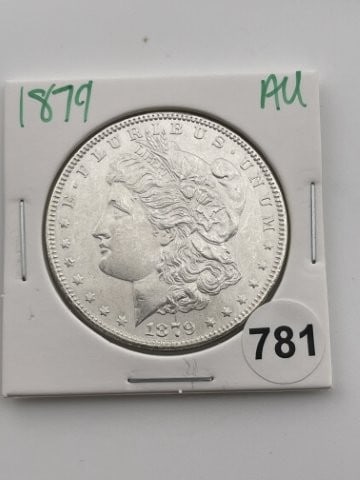 1879 AU Morgan Silver Dollar Coin: All coins have been Sigma tested for authenticity. Please bid with confidence. KEY WORDS: INDIAN ARTIFACT ARTIFACTS ARROWHEAD ARROWHEADS NATIVE AMERICAN MISSISSIPPIAN QUAPAW CADDO POTTERY COINS MORGAN