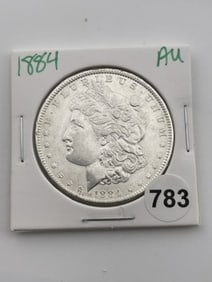 1884 AU Morgan Silver Dollar Coin