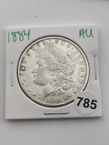 1884 AU Morgan Silver Dollar Coin