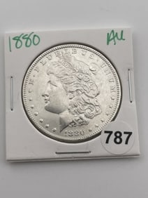 1880 AU Morgan Silver Dollar Coin
