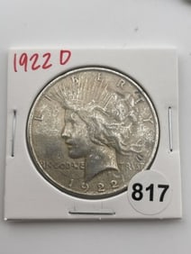 1922 D Peace Silver Dollar Coin