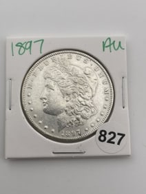 1897 AU Morgan Silver Dollar Coin