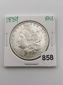 1889 AU Morgan Silver Dollar Coin