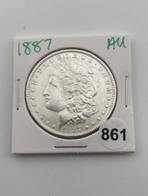 1887 AU Morgan Silver Dollar Coin
