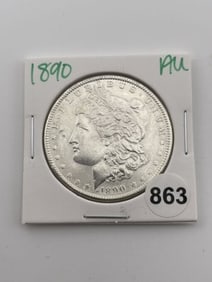 1890 AU Morgan Silver Dollar Coin