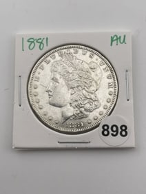 1881 AU Morgan Silver Dollar Coin