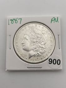 1887 AU Morgan Silver Dollar Coin