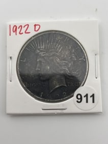 1922 D Peace Silver Dollar Coin