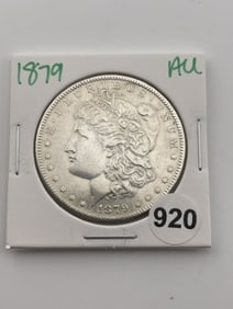 1879 AU Morgan Silver Dollar Coin