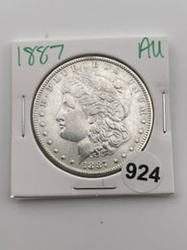 1887 AU Morgan Silver Dollar Coin