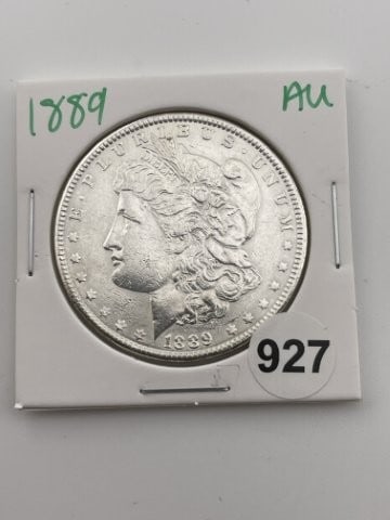 1889 AU Morgan Silver Dollar Coin: All coins have been Sigma tested for authenticity. Please bid with confidence. KEY WORDS: INDIAN ARTIFACT ARTIFACTS ARROWHEAD ARROWHEADS NATIVE AMERICAN MISSISSIPPIAN QUAPAW CADDO POTTERY COINS MORGAN