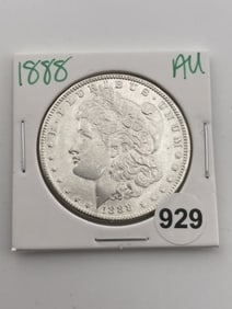 1888 AU Morgan Silver Dollar Coin