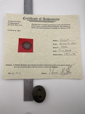 Gorget with Thomas Matthews COA from Wayne County, Ohio Indian Artifact Arrowhead (1 of 7)