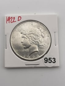 1922 D Peace Silver Dollar Coin